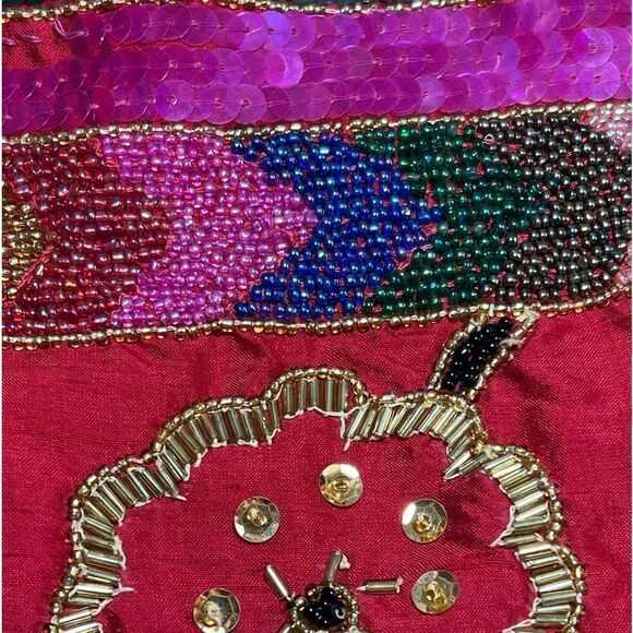 Leslie Fay Evenings Red Silk Sequin And Bead Blazer Size Large - Picture 6 of 13
